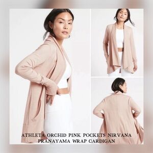 Athleta Nirvana Pink Wrap Cardigan Lightweight Knit